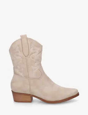 Bottines style santiags - Beige