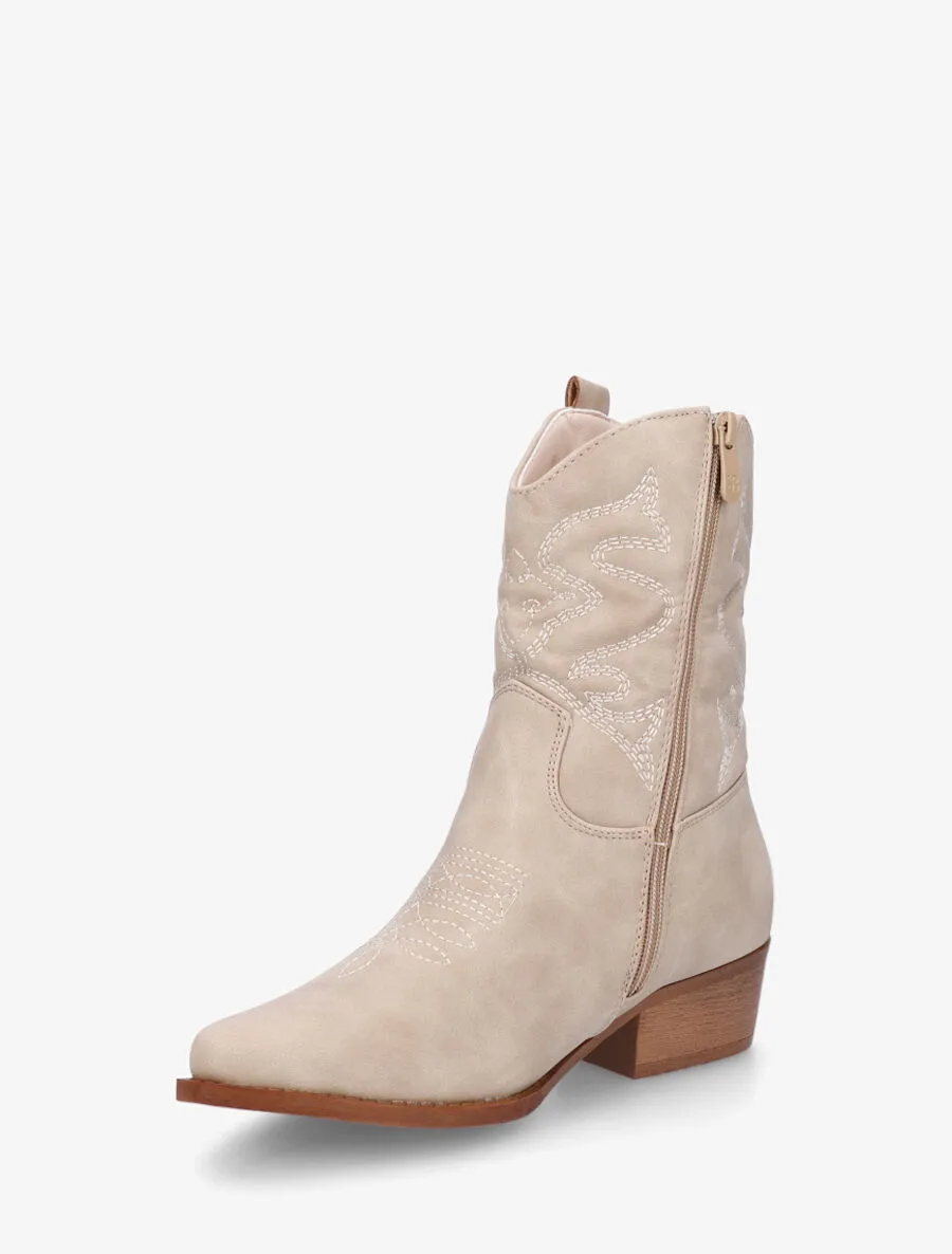 Bottines style santiags - Beige