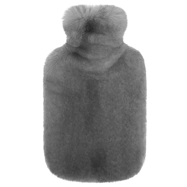 Bouillotte à eau Fausse Fourrure Luxe Grise, Helen Moore, 2 litres
