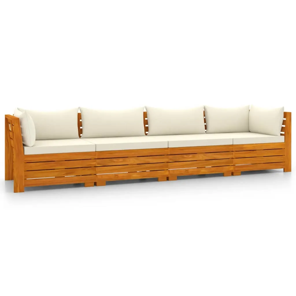Canapé de jardin meuble extérieur 4 places avec coussins bois d'acacia 