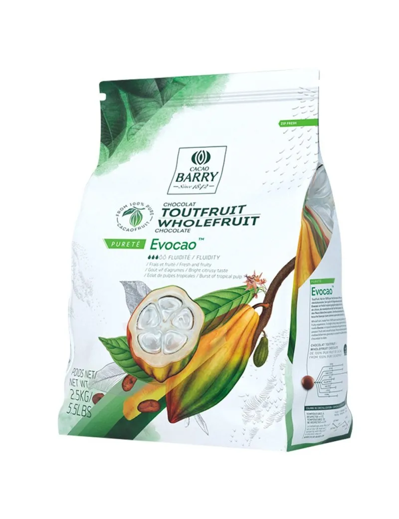 Chocolat noir de couverture Evocao 72% TOUTFRUIT - Poids 500 g - Pâtisserie 