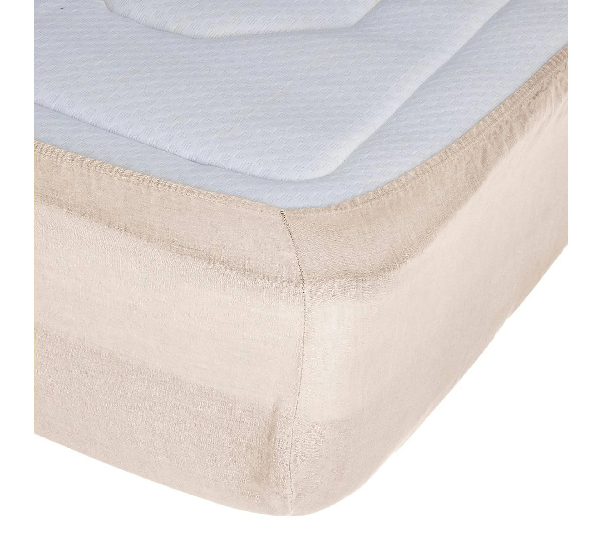 Drap Housse 2 Personnes En Lin Lavé Beige 140 X 190 Cm