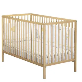 Lit bébé - 120 x 60 cm - Babyprice First - Tout barreaux - En bois naturel beige - Baby Price