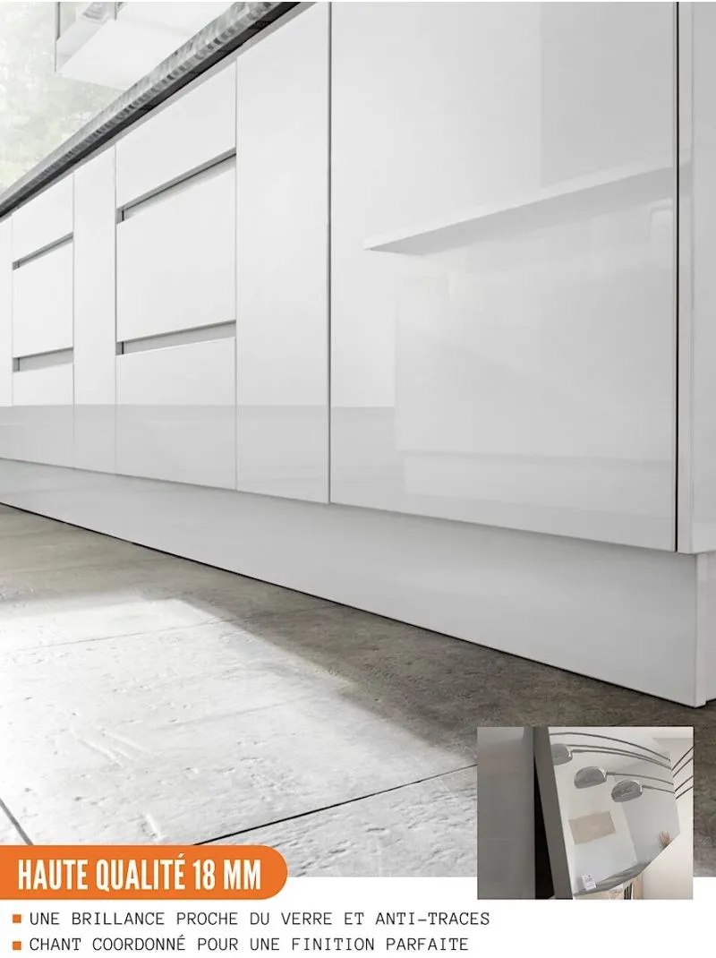 Meuble d'angle bas Bellissi Blanc Brillant 1 porte L 110 cm
