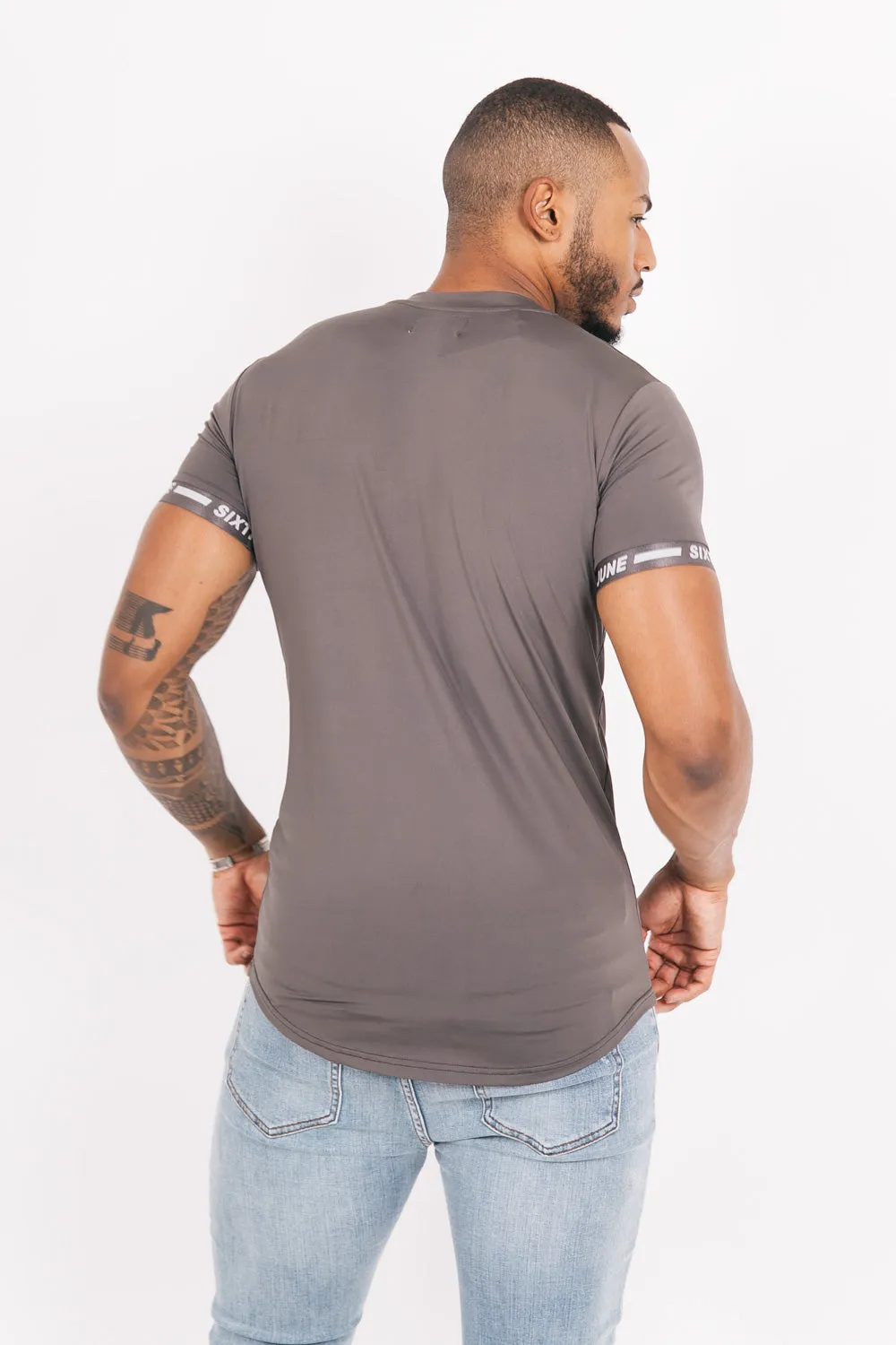 T-shirt maillot logo manche Gris